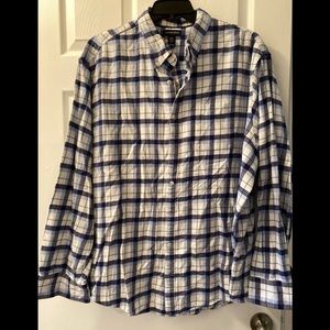 Landsend 3xl plaid flannel short blue/white